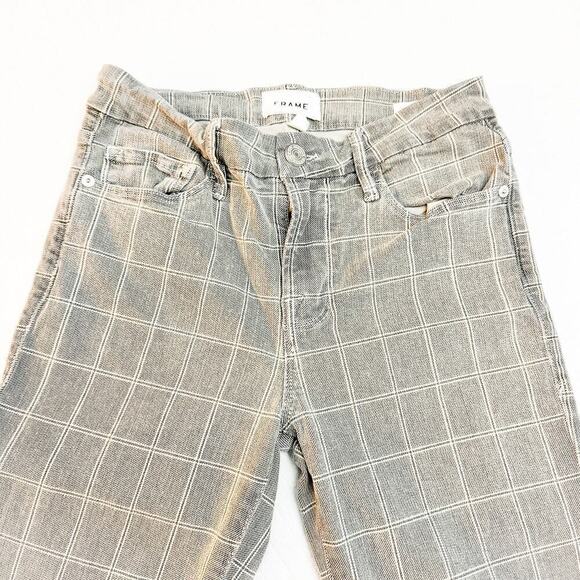 Frame Le Crop Mini Boot Pine Plaid Patterned Denim Jeans Size 26 - Picture 7 of 10